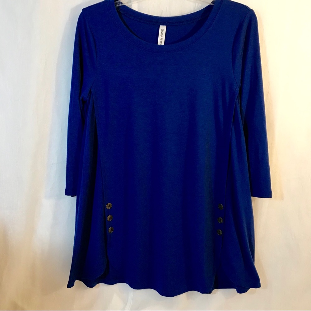 Zenana Premium Women’s Royal Blue scoop neck tunic blouse size‎ medium